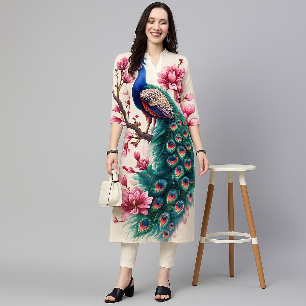 Peacock Women's Kurt Casual Fa - Ethnic Fashion Kurtis 评论和价格