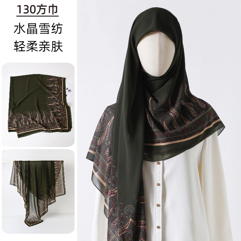 Large Square Scarf Printed Gau - Go Ethnic Fashion 评论和价格