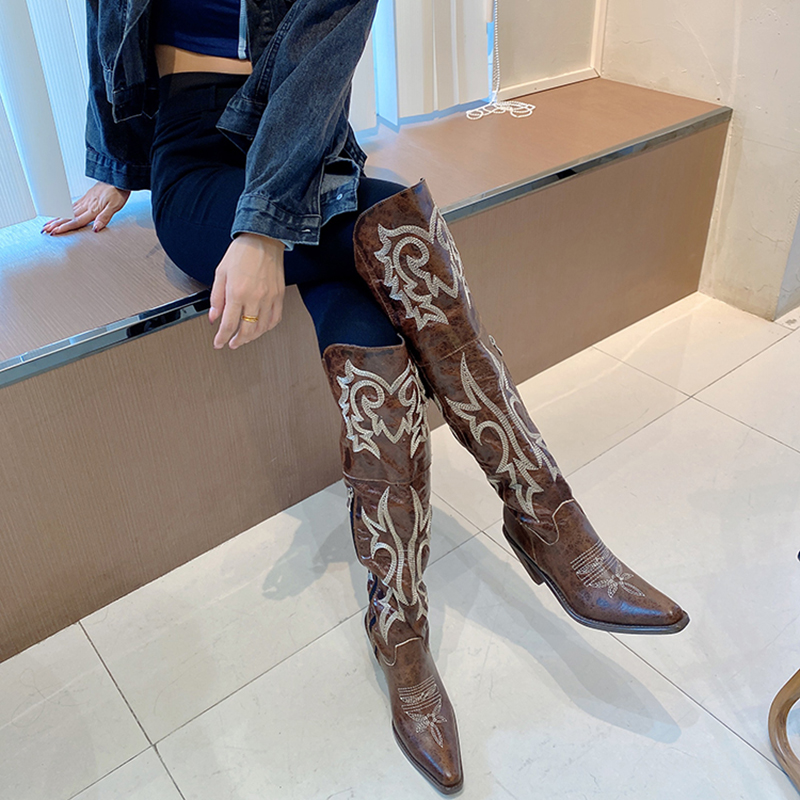 New Cowboy Boots Women Pointed - Winter Ethnic Fashion For Women 评论和价格