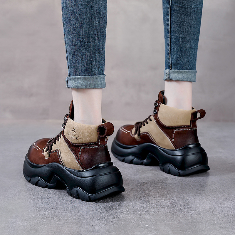 6cm Genuine Leather Wedge Fash - Ethnic Fashion Women 评论和价格